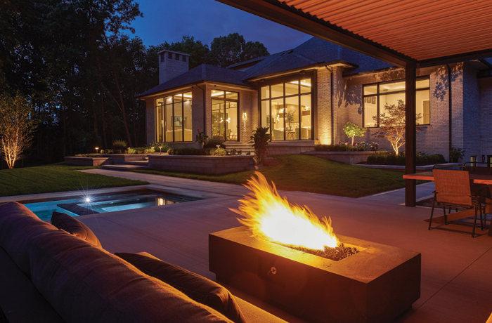 Exterior Outdoor Seating Area with Fire-pit