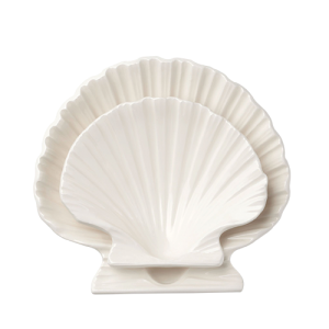 The Shell Dish Set by AERIN is beautiful on an alfresco table.